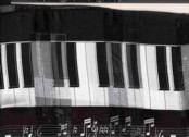 KEYBOARD AND NOTES SCARF  BLACK