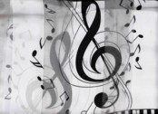 CLEF NOTE AND KEYBOARD  SCARF  WHITE