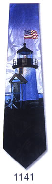 LIGHTHOUSE WITH AMERICAN FLAG